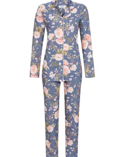 RINGELLA Pyjama mit Knopfleiste "Blumenmeer" 4511240 | Jeansblau