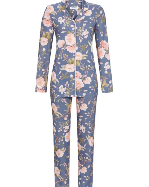 RINGELLA Pyjama mit Knopfleiste "Blumenmeer" 4511240 | Jeansblau