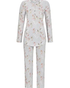 RINGELLA Pyjama mit Knopfleiste "Frühlingsblumen" 4561207 | Light Grey