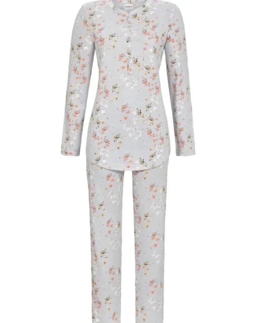 RINGELLA Pyjama mit Knopfleiste "Frühlingsblumen" 4561207 | Light Grey