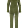 RINGELLA Pyjama mit Stretchfrottee "Cloud" 4518208 | Olivgrün