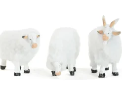Schafe mit Wolle für Weihnachtskrippe - 3-tlg. Tierset 7 cm | 78487