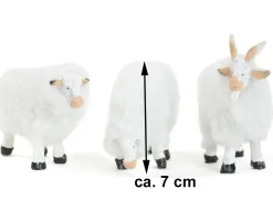 Schafe mit Wolle für Weihnachtskrippe - 3-tlg. Tierset 7 cm | 78487