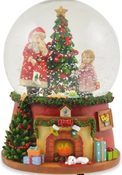 Schneekugel Spieluhr "Weihnachtsmann mit Weihnachtsbaum" 14 cm - 72284 | Adventsdeko