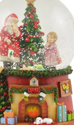 Schneekugel Spieluhr "Weihnachtsmann mit Weihnachtsbaum" 14 cm - 72284 | Adventsdeko