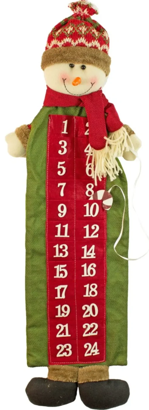 Schneemann Adventskalender zum Befüllen - Rot Grün 75 cm