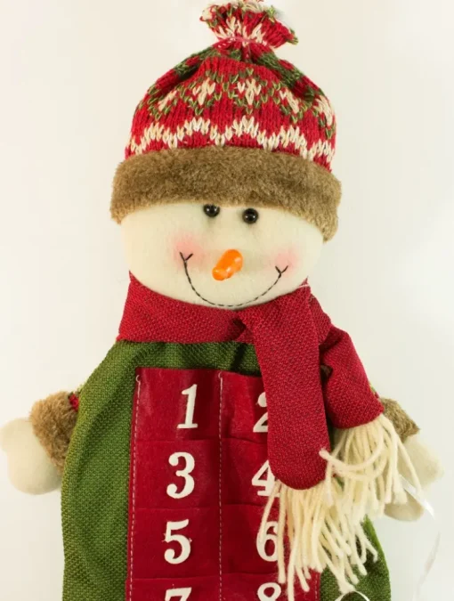 Schneemann Adventskalender zum Befüllen - Rot Grün 75 cm