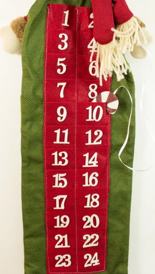 Schneemann Adventskalender zum Befüllen - Rot Grün 75 cm