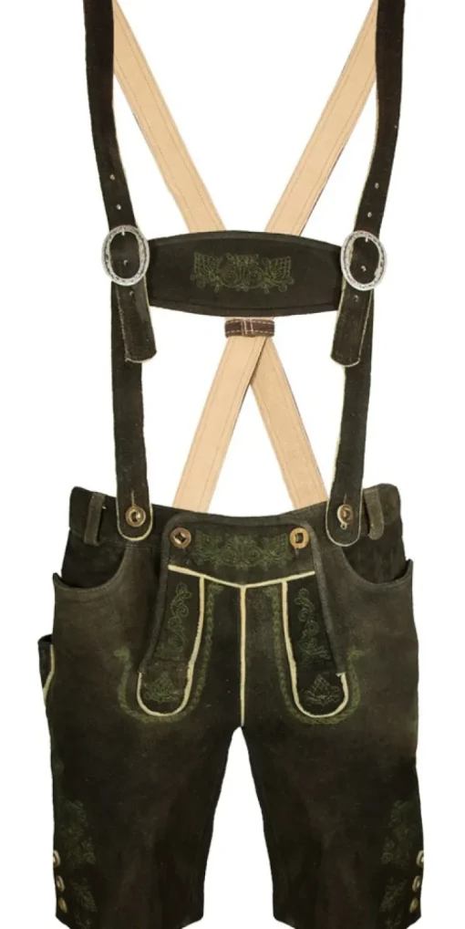 SCHWEIGERT´s Kurze Hirsch Lederhose Hector mit Träger - Moor Dunkelbraun | Exklusiv von MADDOX