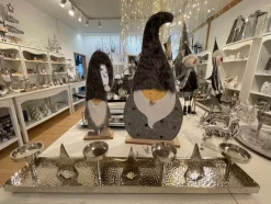 Silberner Adventskerzenhalter mit Sternen 70x11x12 cm | 24604