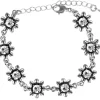 Silbernes Strass Armband mit Blüten - Kristall