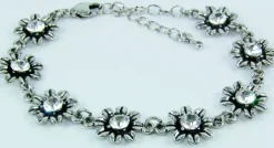 Silbernes Strass Armband mit Blüten - Kristall
