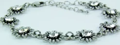 Silbernes Strass Armband mit Blüten - Kristall