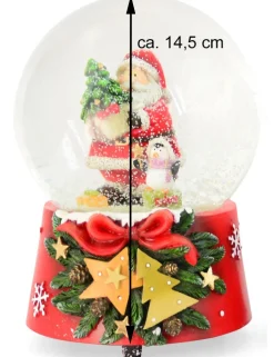 Spieluhr Schneekugel "Weihnachtsmann mit Pinguin" 14,5 cm | 74845 - Adventsdekoration
