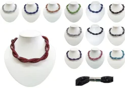 Stardust Statement Halskette zweireihig gedreht Hellbraun