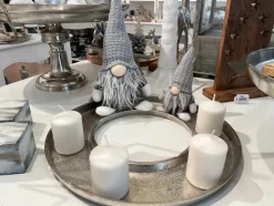 Tablett Ringförmig aus Aluminium Ø 40 cm 24131 | Silber - Adventskranz Dekoration