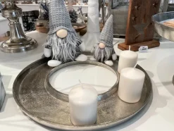 Tablett Ringförmig aus Aluminium Ø 40 cm 24131 | Silber - Adventskranz Dekoration