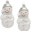 Thüringer Glasdesign Christbaumschmuck Schneemann Set (2 Stück) 11 cm aus Glas - Weiß/Silber