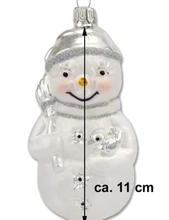 Thüringer Glasdesign Christbaumschmuck Schneemann Set (2 Stück) 11 cm aus Glas - Weiß/Silber