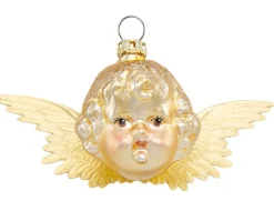 Thüringer Glasdesign Engel 5 und 10 cm (2 Stück) - Gold | Christbaumschmuck Weihnachtsbaum Anhänger