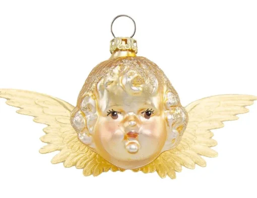Thüringer Glasdesign Engel 5 und 10 cm (2 Stück) - Gold | Christbaumschmuck Weihnachtsbaum Anhänger