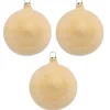 Thüringer Glasdesign Weihnachtsbaumkugel Ø 8 cm (3 Stück) - Perlentau Gold | Glas Christbaumkugeln M