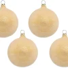 Thüringer Glasdesign Weihnachtsbaumkugel Ø 6 cm (4 Stück) - Perlentau Gold | Glas Christbaumkugeln M