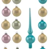 Thüringer Glasdesign Weihnachtskugel-Set 16-tlg. - Pastell mit Glitzer Dekor Lustige Schneemänner -