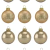 Thüringer Glasdesign Weihnachtskugel-Set 8cm 12-tlg. - Gold mit Glitzer Dekor Kerze - A012-0808-1340