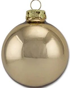Thüringer Glasdesign Weihnachtskugel-Set 8cm 12-tlg. - Gold mit Glitzer Dekor Kerze - A012-0808-1340