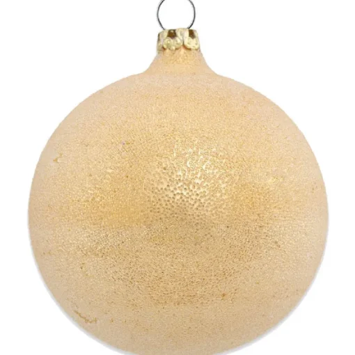 Thüringer Glasdesign Weihnachtsbaumkugel Ø 6 cm (4 Stück) - Perlentau Gold | Glas Christbaumkugeln M