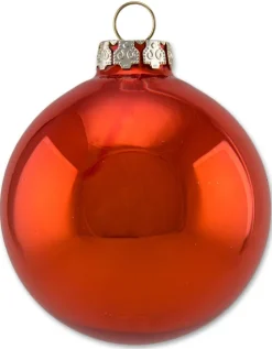 Thüringer Glasdesign Weihnachtskugel-Set 8cm 12-tlg. - Sienna mit Glitzer Dekor Wellengang - A012-08
