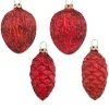 Thüringer Glasdesign Zapfen und Nüsse Set 004-01010-1232 | 4-tlg. | ca. 6cm - Rot
