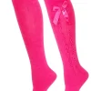 Trachten Kniestrümpfe mit Schleife für Damen | Pink