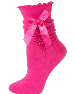 Trachten Kniestrümpfe mit Schleife für Damen | Pink