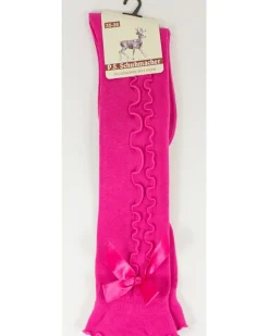 Trachten Kniestrümpfe mit Schleife für Damen | Pink