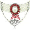 Trachten Perlen Collier - Rubin Rot