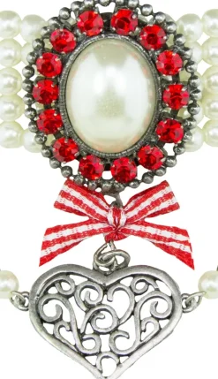 Trachten Perlen Collier - Rubin Rot