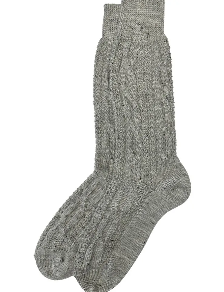 Trachten Shopper Socken mit Zopfmuster - Trachtenstrümpfe | Nussbraun Meliert