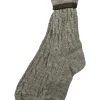 Trachten Umschlagsocken mit Bündchen Zopfmuster - Trachtenstrümpfe | Nuss Braun