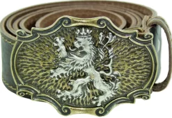Trachtengürtel mit Löwen Zierschnalle - Dunkelbraun Messing