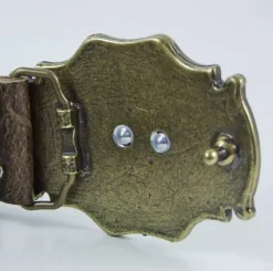 Trachtengürtel mit Löwen Zierschnalle - Dunkelbraun Messing