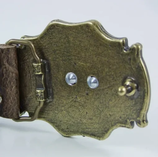 Trachtengürtel mit Löwen Zierschnalle - Dunkelbraun Messing
