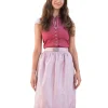 Turi Damen Dirndl "Charlotte" Hochgeschlossen | Rosa Rot - 65cm