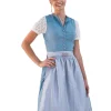 Turi Damen Dirndl "Charlotte" Hochgeschlossen | Salzburger Blau - 65cm