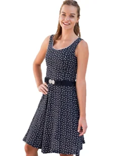 Turi Damen Trachtenkleid "Kati" mit Blümchenmuster | Marine Blau