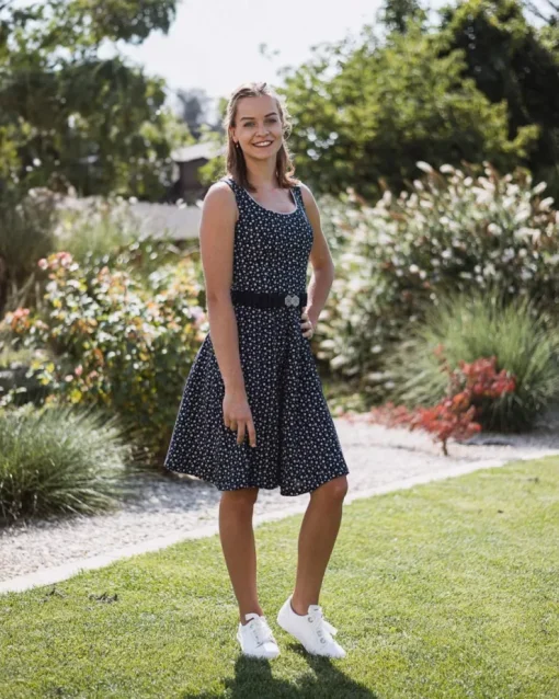 Turi Damen Trachtenkleid "Kati" mit Blümchenmuster | Marine Blau