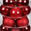 Weihnachtskugeln 7,5cm/16Stk. Ruby-Red Mix Rot