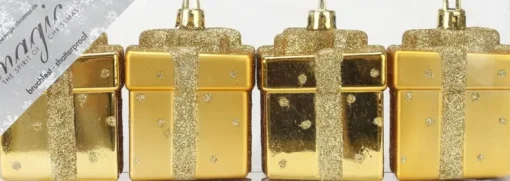 Weihnachtskugeln Gold Kunststoff Box 6,5cm/4Stk. bruchsicher