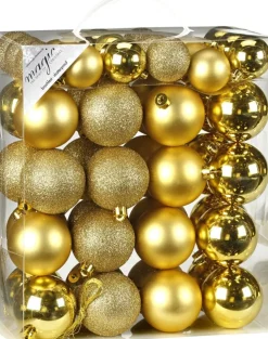 Weihnachtskugeln Gold Kunststoff 4cm+6cm/50Stk. Bruchsicher